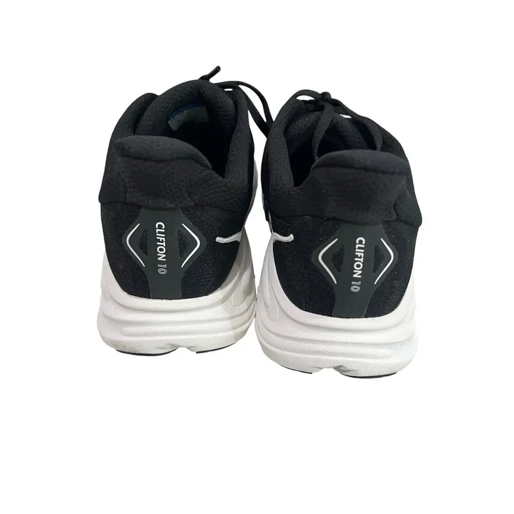 HOKA One One Clifton 10 Men’s 10.5 D Black White Running Shoes 1162030 BWHT